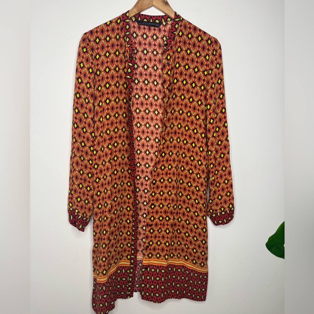 Zara Red and Yellow Patterned‎ Cardigan